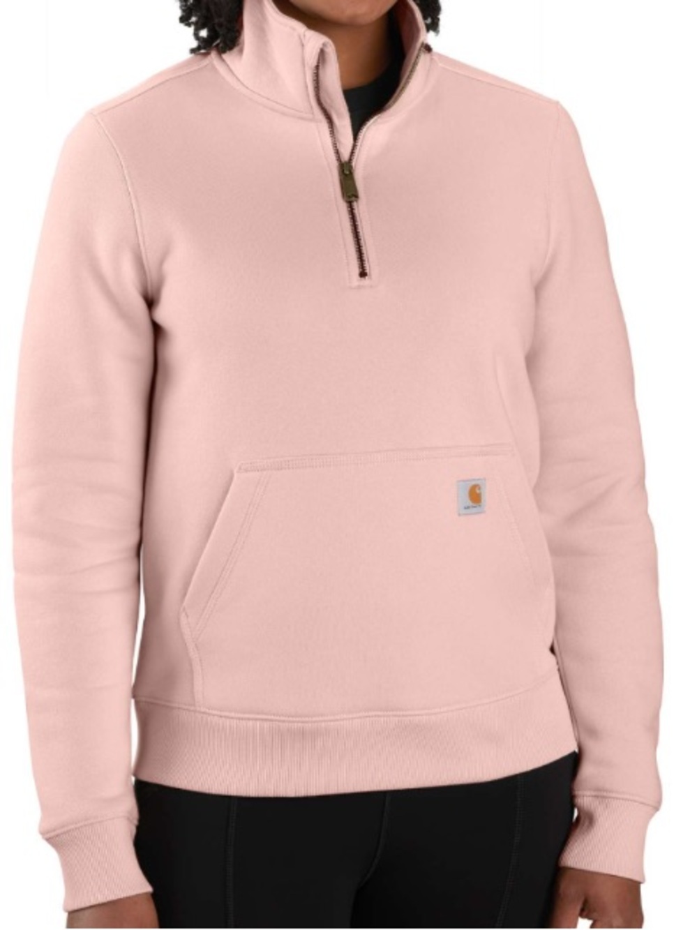 Carhartt woman’s pink cotton quarter zip relaxed fit sweatshirt size XS